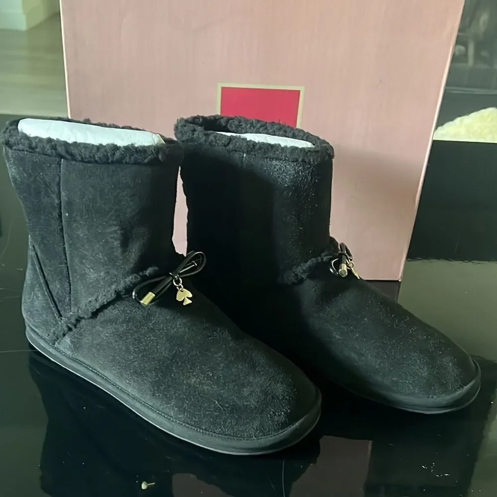 Kate Spade Faux Shearling Suede Boots black
